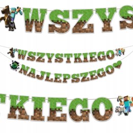 GIRLANDA w stylu MINECRAFT na urodziny przyjęcie WN GRY GRA - NAJLEPSZEGO