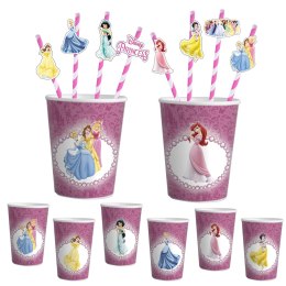ZESTAW KUBKI + SŁOMKI URODZINOWE - DISNEY KSIĘŻNICZKI PRZYJĘCIE