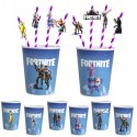 ZESTAW KUBKI + SŁOMKI URODZINOWE - FORTNITE GRY BAJKA PRZYJĘCIE