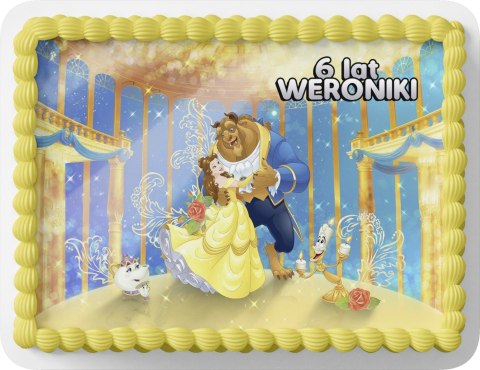 PROSTOKĄTNY OPŁATEK NA TORT A4 20x29CM - PIĘKNA I BESTIA + IMIĘ GRATIS PROSTOKĄTNY OPŁATEK NA TORT A4 20x29CM - PIĘKNA I BESTIA + IMIĘ GRATIS