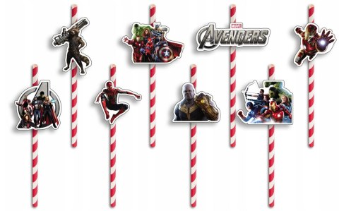 SŁOMKI URODZINOWE z POSTACIAMI - AVENGERS IRONMAN SPIDERMAN - 8 szt. SŁOMKI URODZINOWE z POSTACIAMI - AVENGERS IRONMAN SPIDERMAN - 8 szt.