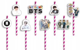 SŁOMKI URODZINOWE z POSTACIAMI - BTS KPOP POP ZESPÓŁ URODZINY - 8 szt.