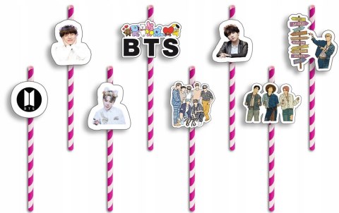 SŁOMKI URODZINOWE z POSTACIAMI - BTS KPOP POP ZESPÓŁ URODZINY - 8 szt. SŁOMKI URODZINOWE z POSTACIAMI - BTS KPOP POP ZESPÓŁ URODZINY - 8 szt.