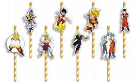 SŁOMKI URODZINOWE z POSTACIAMI - DRAGON BALL ANIME SERIALE BAJKI - 8 szt.