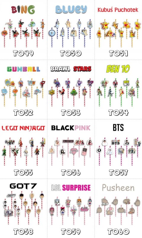 SŁOMKI URODZINOWE z POSTACIAMI - GOT7 KPOP POP ZESPÓŁ URODZINY - 8 szt. SŁOMKI URODZINOWE z POSTACIAMI - GOT7 KPOP POP ZESPÓŁ URODZINY - 8 szt.
