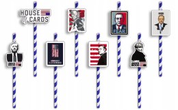 SŁOMKI URODZINOWE z POSTACIAMI - HOUSE OF CARDS SERIALE FILMY - 8 szt.