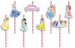 SŁOMKI URODZINOWE z POSTACIAMI - KSIĘŻNICZKI DISNEY BAJKI URODZINY - 8 szt.