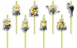 SŁOMKI URODZINOWE z POSTACIAMI - MINIONKI BAJKI GRY FILMY URODZINY - 8 szt.