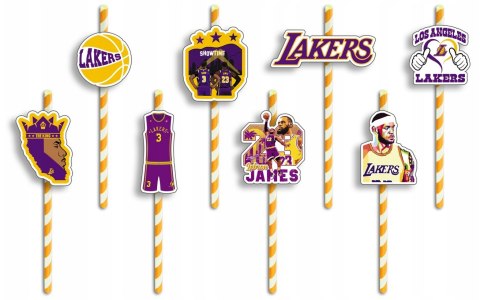 SŁOMKI URODZINOWE z POSTACIAMI - NBA LAKERS KOSZYKÓWKA DRUŻYNY - 8 szt. SŁOMKI URODZINOWE z POSTACIAMI - NBA LAKERS KOSZYKÓWKA DRUŻYNY - 8 szt.