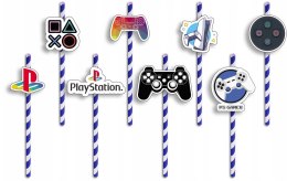 SŁOMKI URODZINOWE z POSTACIAMI - PLAYSTATION KONSOLA GRY URODZINY - 8 szt.