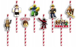 SŁOMKI URODZINOWE z POSTACIAMI - ROBLOX GRY BAJKI FILMY URODZINY - 8 szt.