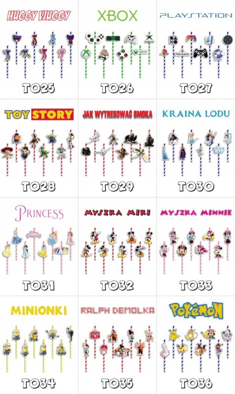 SŁOMKI URODZINOWE z POSTACIAMI - TOY STORY BAJKI GRY URODZINY - 8 szt. SŁOMKI URODZINOWE z POSTACIAMI - TOY STORY BAJKI GRY URODZINY - 8 szt.