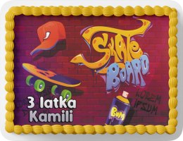PROSTOKĄTNY OPŁATEK NA TORT A4 20x29CM - DESKOROLKA ROLKI + IMIĘ GRATIS