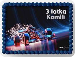PROSTOKĄTNY OPŁATEK NA TORT A4 20x29CM - F1 FORMUŁA 1 + IMIĘ GRATIS