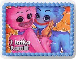 PROSTOKĄTNY OPŁATEK NA TORT A4 20x29CM - HUGGY WUGGY GRA + IMIĘ GRATIS