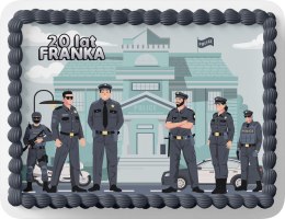 PROSTOKĄTNY OPŁATEK NA TORT A4 20x29CM - POLICJA POLICJANT + IMIĘ GRATIS
