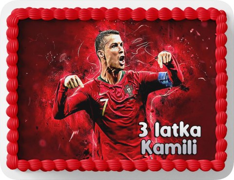 PROSTOKĄTNY OPŁATEK NA TORT A4 20x29CM - RONALDO PIŁKA + IMIĘ GRATIS PROSTOKĄTNY OPŁATEK NA TORT A4 20x29CM - RONALDO PIŁKA + IMIĘ GRATIS