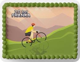 PROSTOKĄTNY OPŁATEK NA TORT A4 20x29CM - ROWER HOBBY + IMIĘ GRATIS