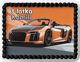PROSTOKĄTNY OPŁATEK NA TORT A4 20x29CM - SAMOCHODY + IMIĘ GRATIS
