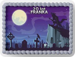 PROSTOKĄTNY OPŁATEK NA TORT A4 20x29CM - ZOMBIE ZOMBI + IMIĘ GRATIS