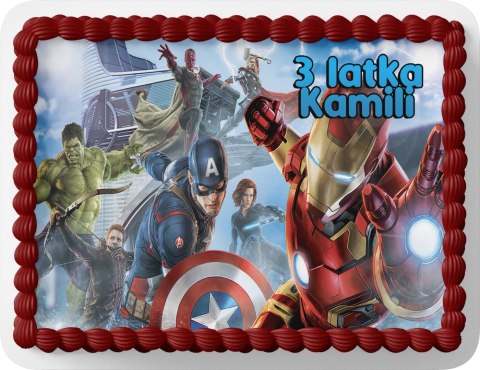 PROSTOKĄTNY OPŁATEK NA TORT A4 20x29CM - AVENGERS + IMIĘ GRATIS PROSTOKĄTNY OPŁATEK NA TORT A4 20x29CM - AVENGERS + IMIĘ GRATIS