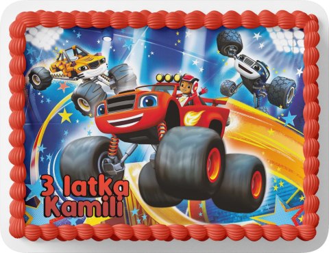 PROSTOKĄTNY OPŁATEK NA TORT A4 20x29CM - BLAZE TRUCK + IMIĘ GRATIS PROSTOKĄTNY OPŁATEK NA TORT A4 20x29CM - BLAZE TRUCK + IMIĘ GRATIS