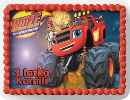 PROSTOKĄTNY OPŁATEK NA TORT A4 20x29CM - BLAZE TRUCK + IMIĘ GRATIS