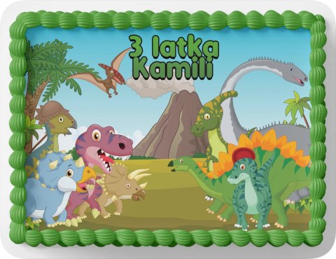 PROSTOKĄTNY OPŁATEK NA TORT A4 20x29CM - DINO DINOZAURY + IMIĘ GRATIS PROSTOKĄTNY OPŁATEK NA TORT A4 20x29CM - DINO DINOZAURY + IMIĘ GRATIS