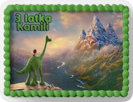 PROSTOKĄTNY OPŁATEK NA TORT A4 20x29CM - DINO DINOZAURY + IMIĘ GRATIS