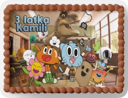 PROSTOKĄTNY OPŁATEK NA TORT A4 20x29CM - GUMBALL WZORY + IMIĘ GRATIS