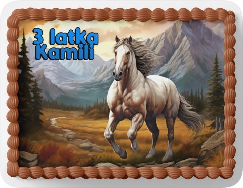 PROSTOKĄTNY OPŁATEK NA TORT A4 20x29CM - KONIE KOŃ HOBBY + IMIĘ GRATIS PROSTOKĄTNY OPŁATEK NA TORT A4 20x29CM - KONIE KOŃ HOBBY + IMIĘ GRATIS
