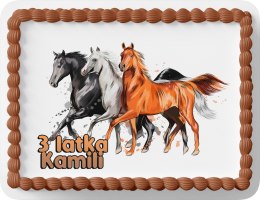 PROSTOKĄTNY OPŁATEK NA TORT A4 20x29CM - KONIE KOŃ HOBBY + IMIĘ GRATIS