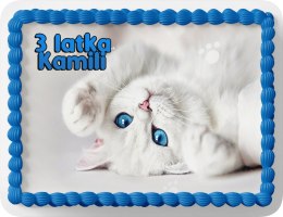 PROSTOKĄTNY OPŁATEK NA TORT A4 20x29CM - KOTEK KOTKI KOT + IMIĘ GRATIS
