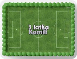 PROSTOKĄTNY OPŁATEK NA TORT A4 20x29CM - PIŁKA NOŻNA + IMIĘ GRATIS