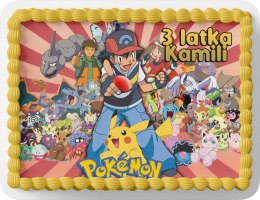 PROSTOKĄTNY OPŁATEK NA TORT A4 20x29CM - POKEM.ON WZORY + IMIĘ GRATIS
