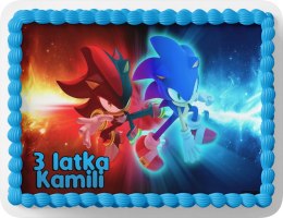 PROSTOKĄTNY OPŁATEK NA TORT A4 20x29CM - SONIC BAJKA + IMIĘ GRATIS