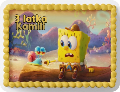 PROSTOKĄTNY OPŁATEK NA TORT A4 20x29CM - SPONGEBOB WZORY + IMIĘ GRATIS PROSTOKĄTNY OPŁATEK NA TORT A4 20x29CM - SPONGEBOB WZORY + IMIĘ GRATIS