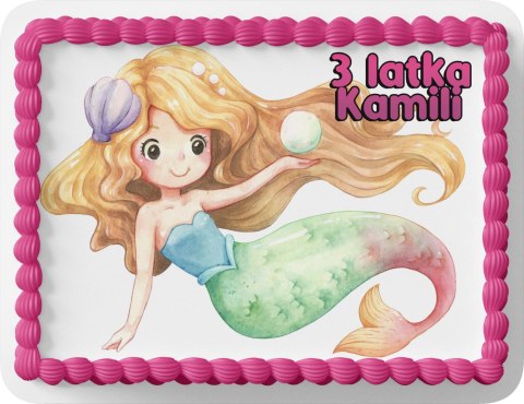 PROSTOKĄTNY OPŁATEK NA TORT A4 20x29CM - SYRENKA WZORY + IMIĘ GRATIS PROSTOKĄTNY OPŁATEK NA TORT A4 20x29CM - SYRENKA WZORY + IMIĘ GRATIS