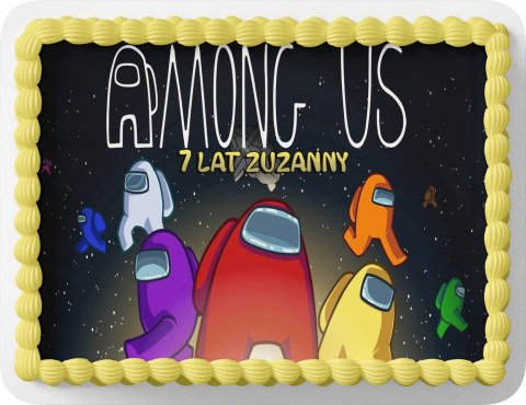 PROSTOKĄTNY OPŁATEK NA TORT A4 20x29CM - AMONG US + IMIĘ GRATIS PROSTOKĄTNY OPŁATEK NA TORT A4 20x29CM - AMONG US + IMIĘ GRATIS