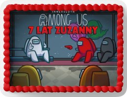 PROSTOKĄTNY OPŁATEK NA TORT A4 20x29CM - AMONG US + IMIĘ GRATIS