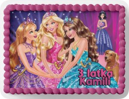 PROSTOKĄTNY OPŁATEK NA TORT A4 20x29CM - BARBIE BARBI + IMIĘ GRATIS