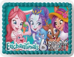 PROSTOKĄTNY OPŁATEK NA TORT A4 20x29CM - ENCHANTIMALS + IMIĘ GRATIS