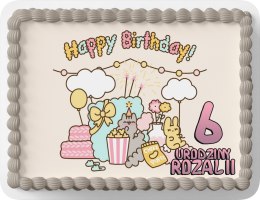 PROSTOKĄTNY OPŁATEK NA TORT A4 20x29CM - KOTEK SŁODKI KOTKI + IMIĘ GRATIS