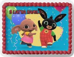 PROSTOKĄTNY OPŁATEK NA TORT A4 20x29CM - KRÓLIK BING + IMIĘ GRATIS