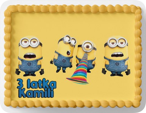 PROSTOKĄTNY OPŁATEK NA TORT A4 20x29CM - MINIONKI BAJKA + IMIĘ GRATIS PROSTOKĄTNY OPŁATEK NA TORT A4 20x29CM - MINIONKI BAJKA + IMIĘ GRATIS