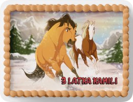 PROSTOKĄTNY OPŁATEK NA TORT A4 20x29CM - MUSTANG KOŃ + IMIĘ GRATIS