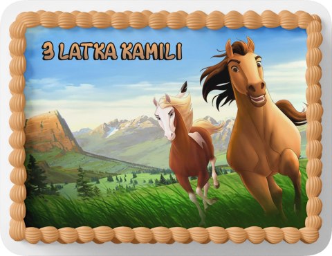 PROSTOKĄTNY OPŁATEK NA TORT A4 20x29CM - MUSTANG KOŃ + IMIĘ GRATIS PROSTOKĄTNY OPŁATEK NA TORT A4 20x29CM - MUSTANG KOŃ + IMIĘ GRATIS
