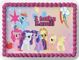 PROSTOKĄTNY OPŁATEK NA TORT A4 20x29CM - MY LITTLE PONY + IMIĘ GRATIS
