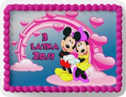 PROSTOKĄTNY OPŁATEK NA TORT A4 20x29CM - MYSZKA MIKI MINI + IMIĘ GRATIS