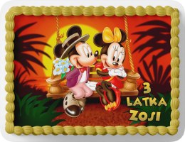 PROSTOKĄTNY OPŁATEK NA TORT A4 20x29CM - MYSZKA MIKI MINI + IMIĘ GRATIS